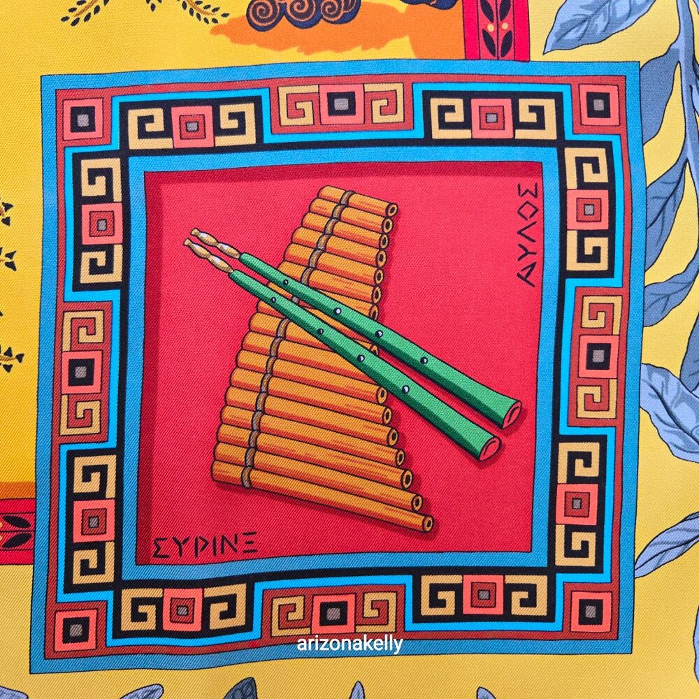Hermès Silk Scarf Musique des Dieux Ancient Greece Greek Music Dance Hand-rolled - Picture 7 of 16
